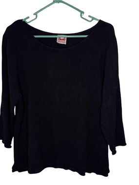 3/$20 Red Rock Reflections Women's Black Boatneck 3/4 Sleeve Blouse